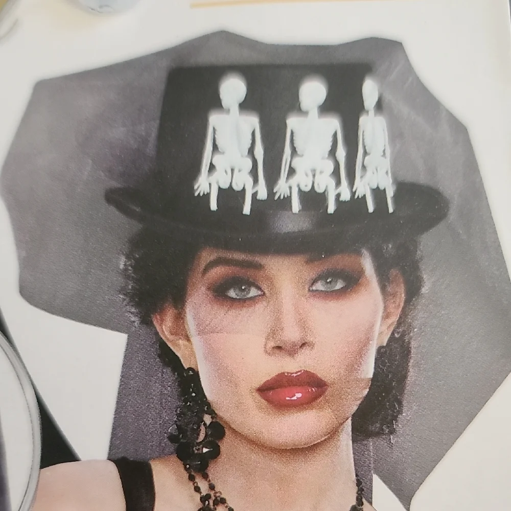 Steampunk Skeleton blk Top Hat W/ Long Veil Adult o/s
